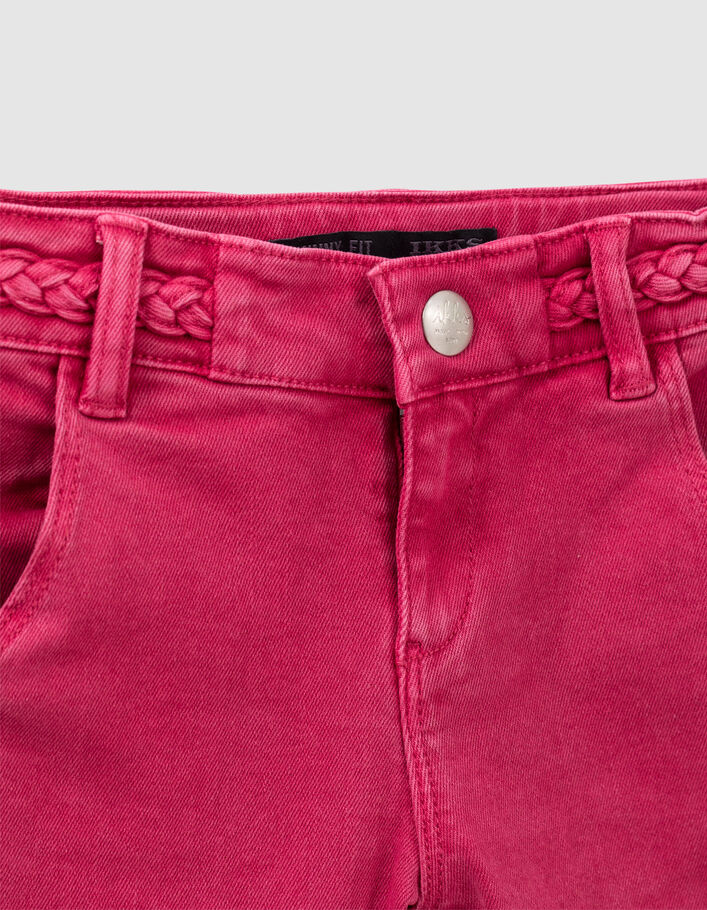 Girls’ fuchsia skinny jeans with woven belt - IKKS