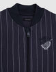 Marineblaue Jungen-Strickjacke mit Tennistreifen-2
