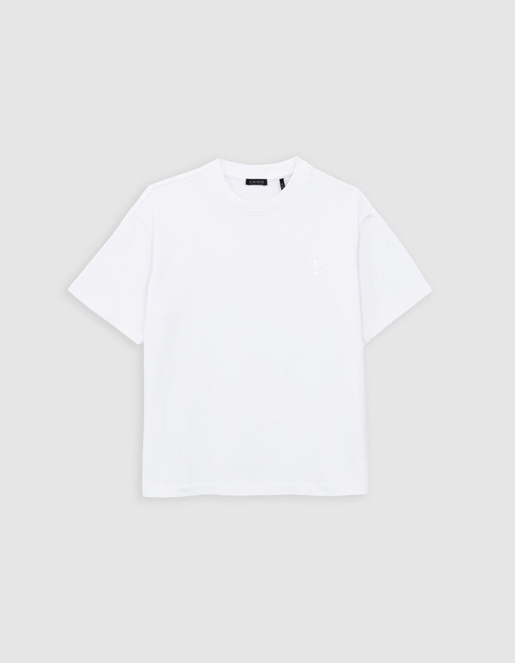 Weißes T-Shirt Bio-Baumwolle mit Stickerei auf der Brust-1