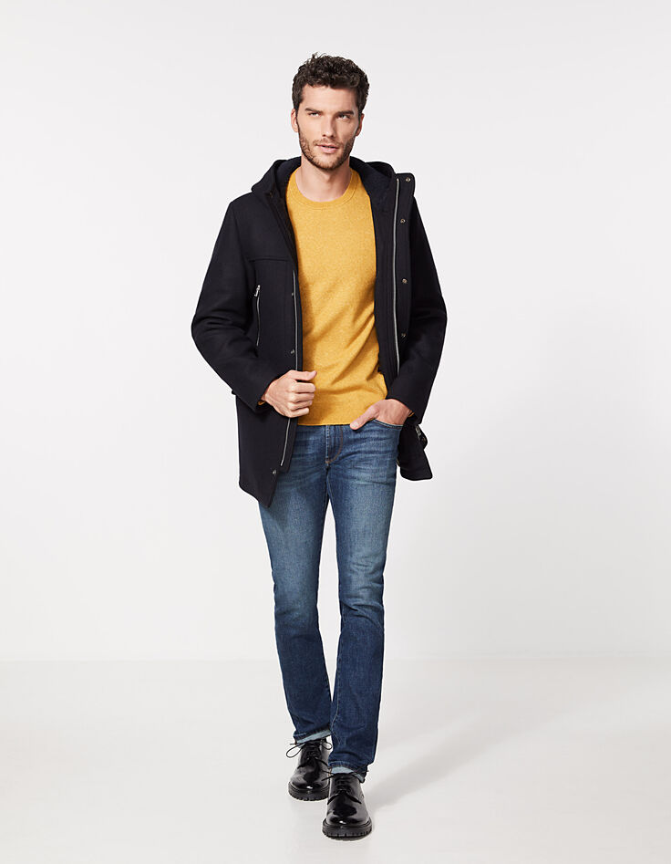 Pull jaune ocre tricot laine mélangée Homme-6