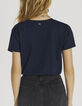 Camiseta azul marino rayo bordado manga mujer-3