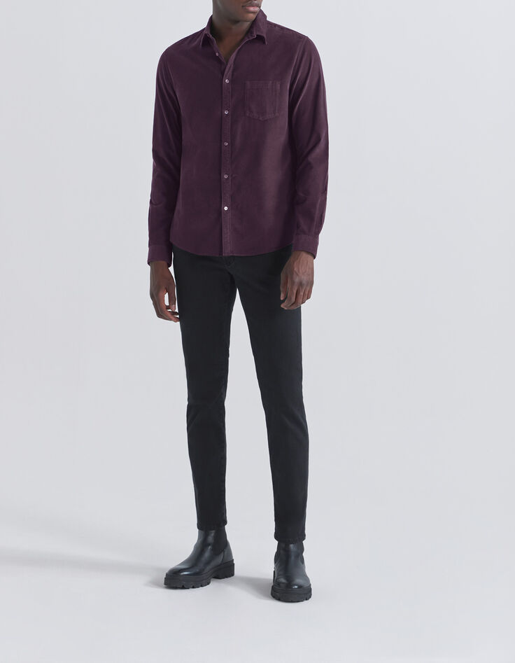 REGULAR overhemd dark plum fijne ribfluweel Heren-6