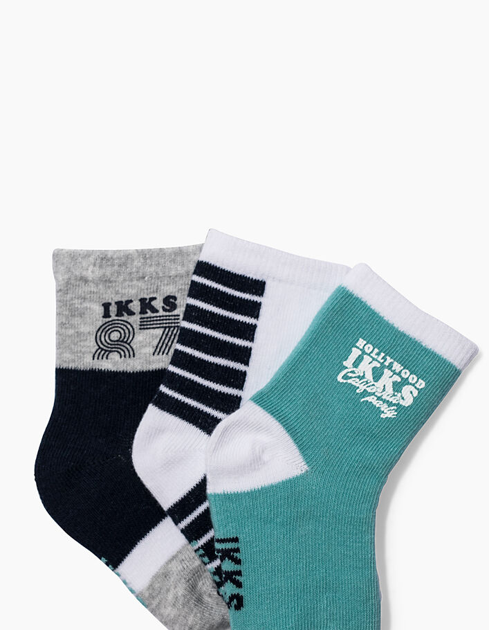 Navy en turquoise sokken voor babyjongens  - IKKS
