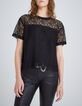 Women’s black lace top with slogan-1