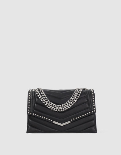 Bolso THE 1 rock negro cuero tachuelas L mujer - IKKS