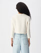 Veste bol&eacute;ro blanche effet tweed manches 7/8e Femme-3