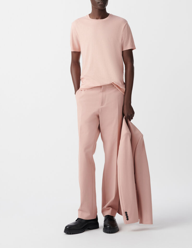 Herren-T-Shirt, rosa, Baumwollmodal, Rundhalsausschnitt-1