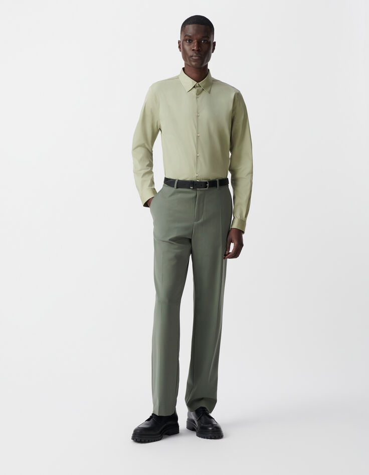 Men’s khaki poplin SLIM shirt-3
