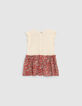 Cremeweißes Kleid  mit Print für Babymädchen-2