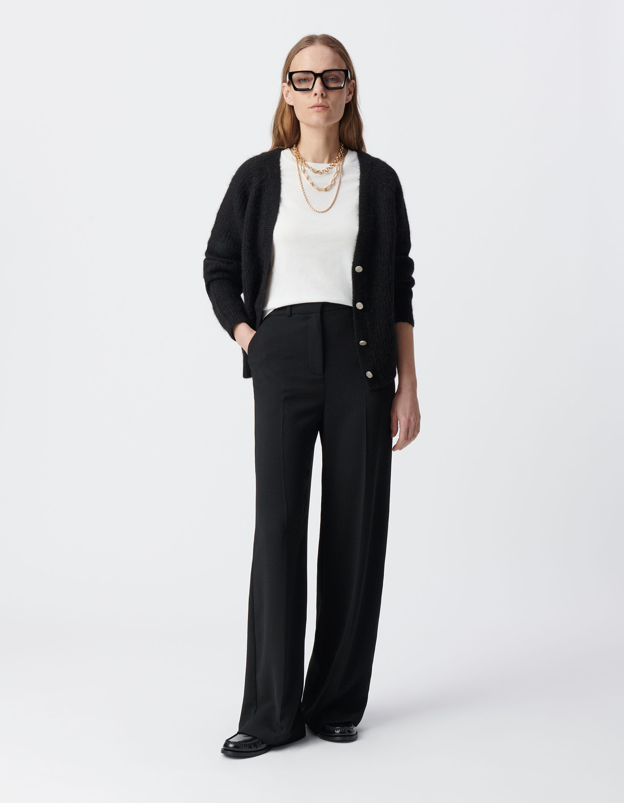 Pantalon large noir taille haute Femme IKKS