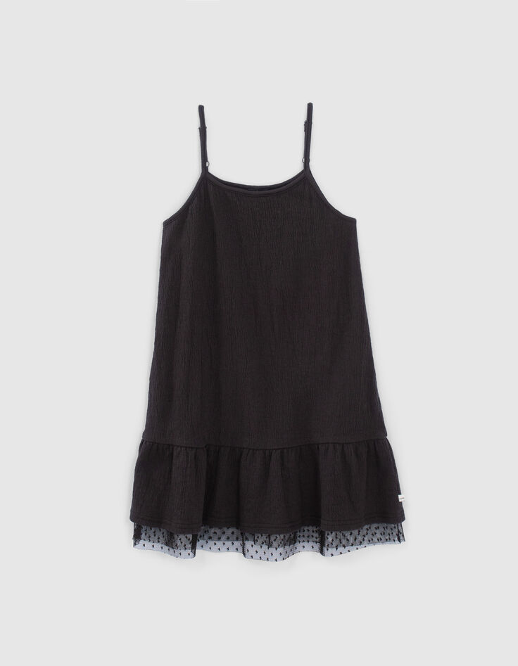 Schwarzes 2-in-1-M&auml;dchenkleid mit wei&szlig;em T-Shirt-3