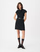 Robe courte noire col b&eacute;nitier Femme-1