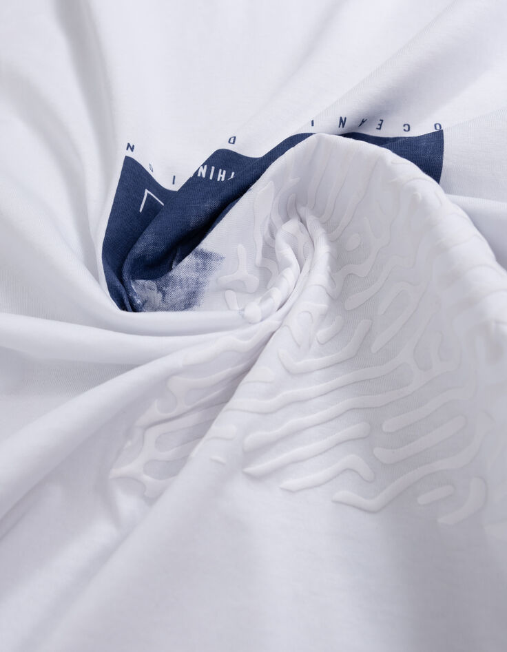 T-shirt blanc coton bio flocage ondes marines garçon-10