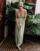 Robe longue verte LENZING™ ECOVERO™ ethnique Femme-1