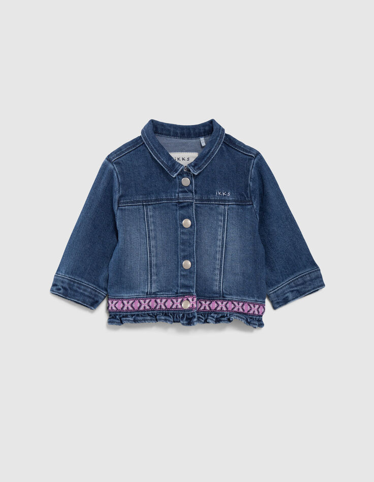 Chaqueta vaquera azul bordado espalda bebé niña-1