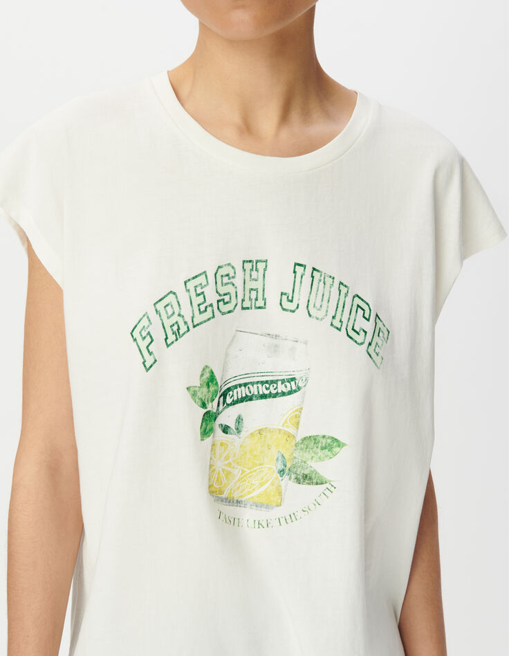 Camiseta manga corta blanco diseño limonada mujer-4 Camiseta manga corta blanco diseño limonada mujer-4