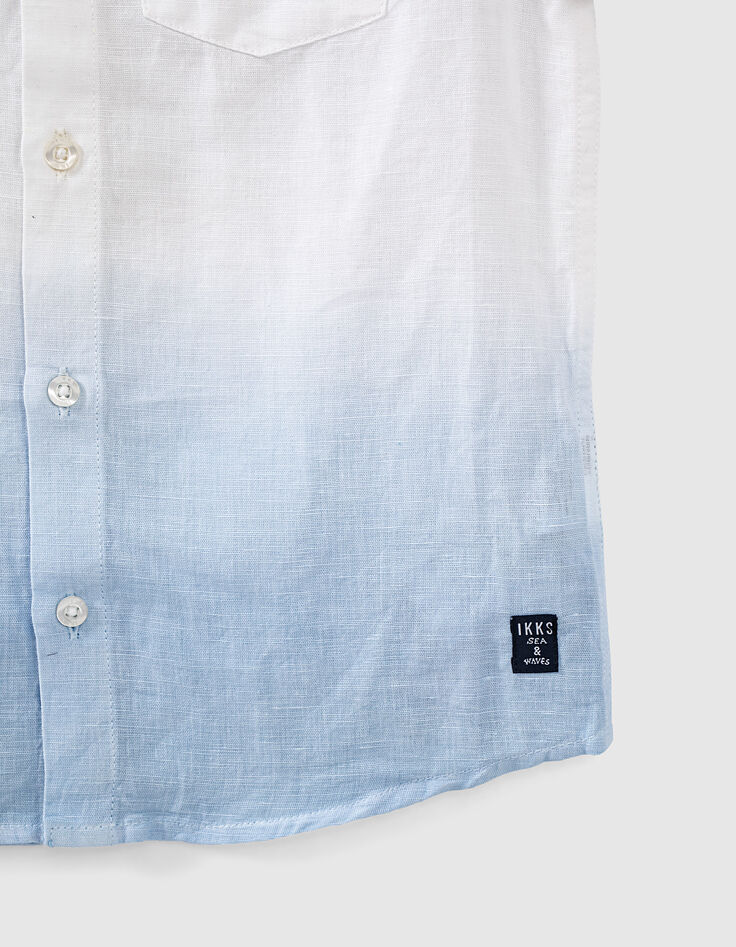 Boys’ off-white deep-dye-look cotton linen shirt-3