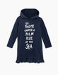 Girls’ navy slogan glitter sweatshirt dress-2