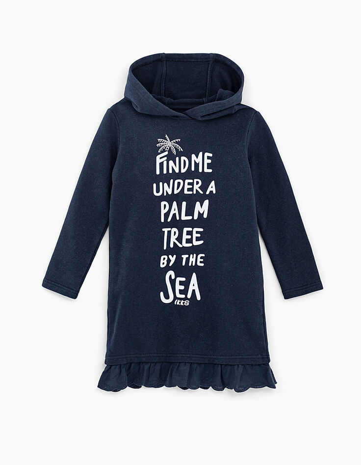 Girls’ navy slogan glitter sweatshirt dress-2
