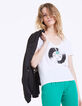 Camiseta de algodón blanco visual vinilo mujer-1