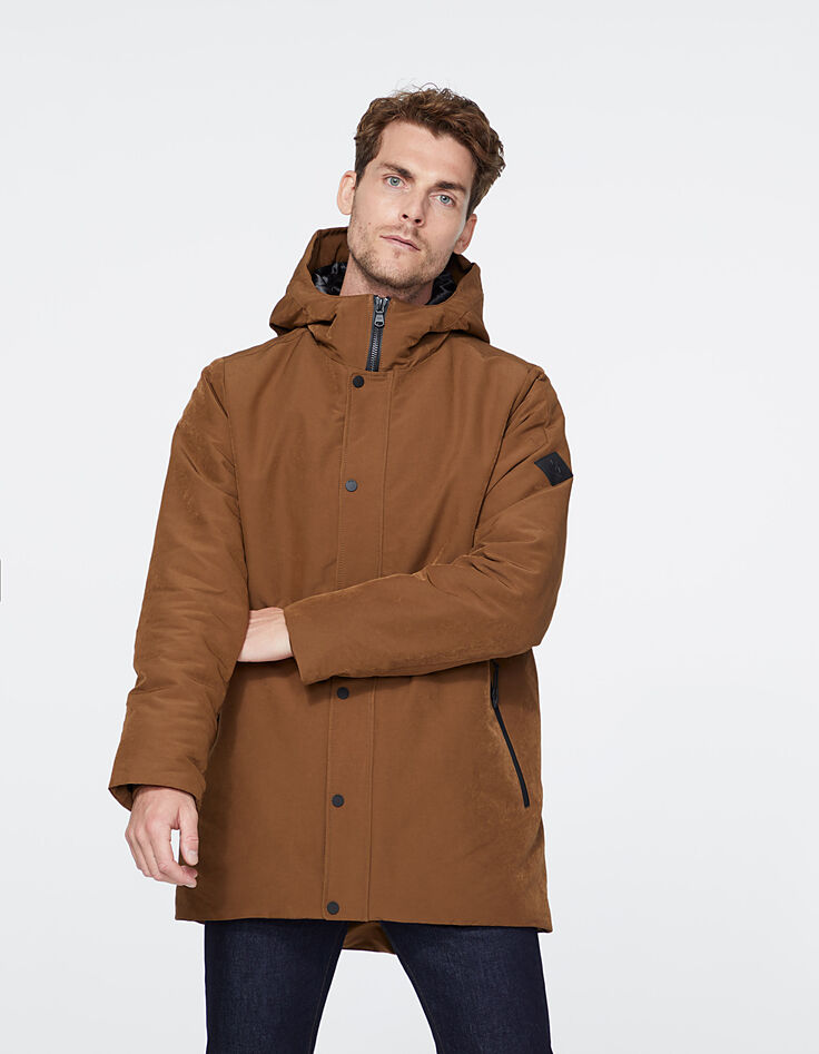 Parka cognac à capuche Homme-2