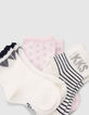 Baby girls’ pink, white and navy socks-2