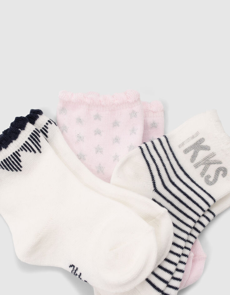 Baby girls’ pink, white and navy socks-2
