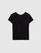 Women’s black woven lurex reversible V-neck T-shirt-5