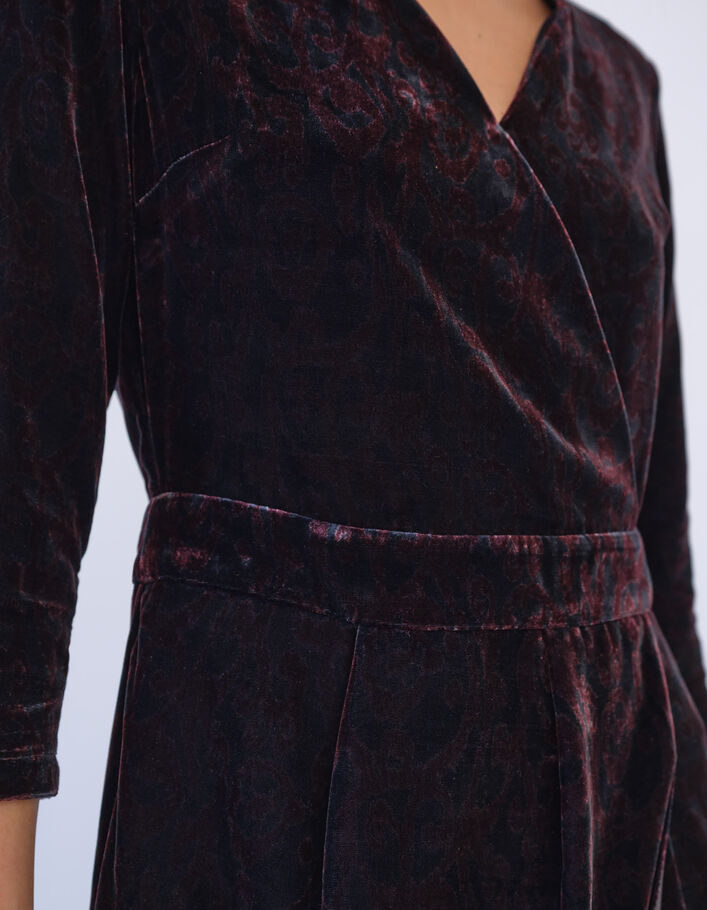 Robe courte velours imprimé baroque effet portefeuille femme - IKKS