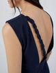 Women’s blue backless dress with braid-4