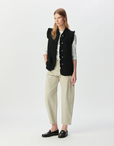 Cardigan sans manches noir tricot brodés sequins Femme - IKKS