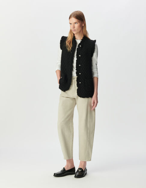 Cardigan sans manches noir tricot brodés sequins Femme Cardigan sans manches noir tricot brodés sequins Femme - IKKS