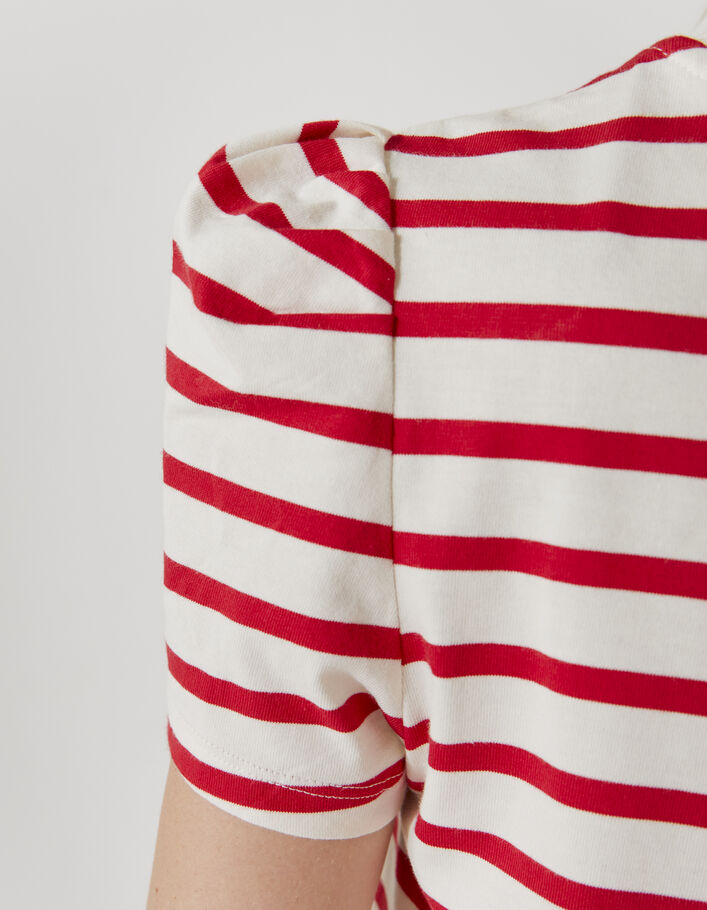 Women’s sailor stripe-style cotton T-shirt, chest badges - IKKS