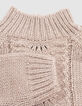Jersey de punto calado beige de niña-5
