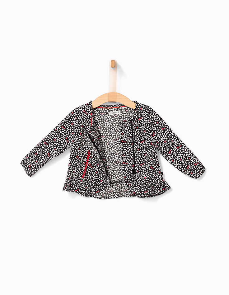 Blouse noire à imprimé cœurs bébé fille-4