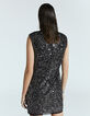 Vestido corto hombreras lentejuelas negras mujer -2
