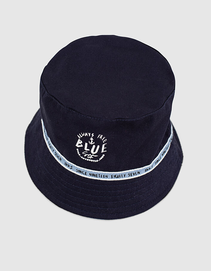 Baby boys’ navy sun hat with letter striped braid - IKKS