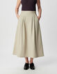 Beige midirok met plooidetail Dames-6
