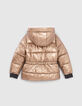 Goldfarbene M&auml;dchensteppjacke mit Futter und F&auml;ustlingen-3