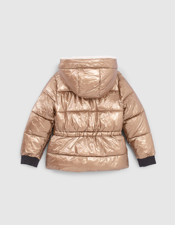 Girls’ gold fur-lined padded jacket, detachable mittens - IKKS