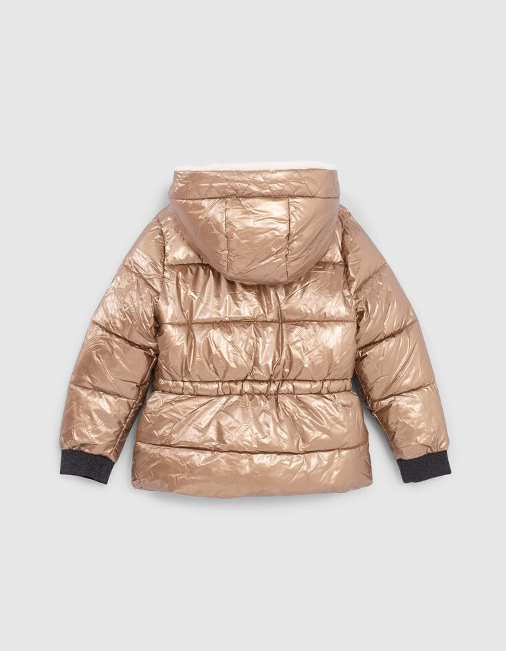 Goldfarbene M&auml;dchensteppjacke mit Futter und F&auml;ustlingen-3