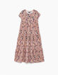 Robe longue rose poudré imprimé cachemire fille-2