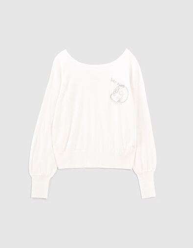 Witte trui vleermuismouwen doodshoofd dames - IKKS