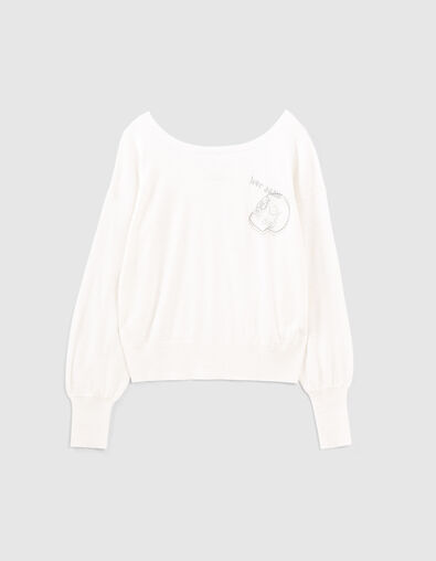 Women’s white batwing sweater with skull image - IKKS