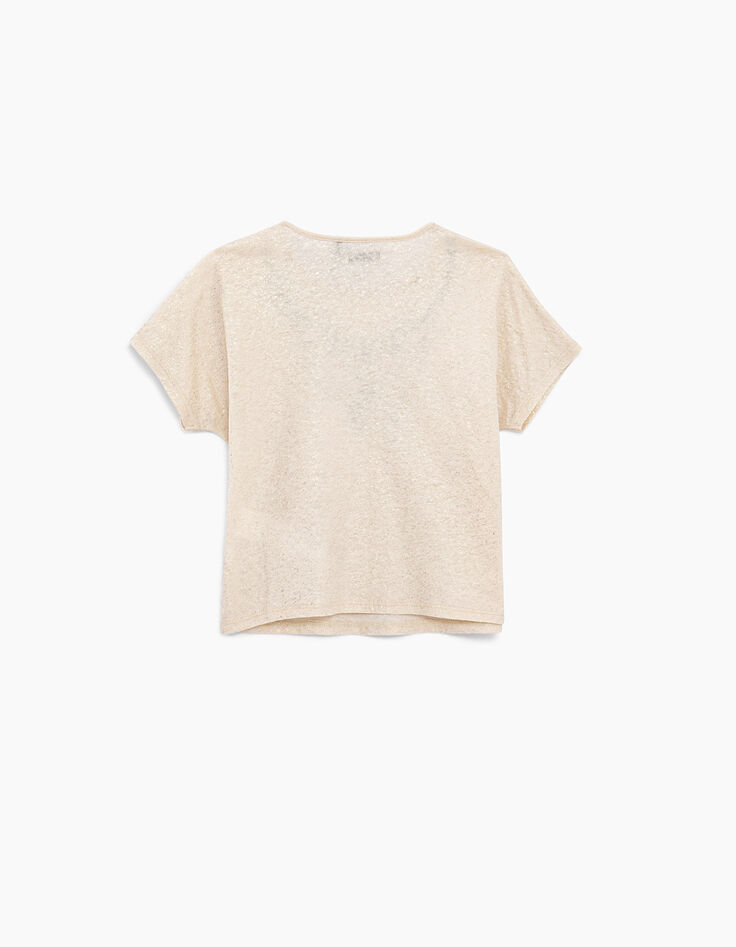 Girls&rsquo; ecru necklace embroidery T-shirt-4