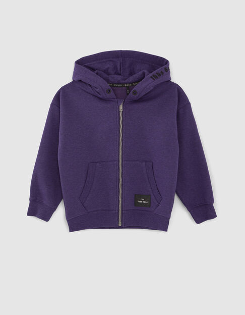 Cardigan violet molleton broderie capuche garçon - IKKS