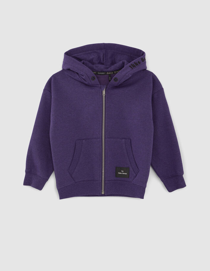 Cárdigan violeta felpa bordado capucha niño-2