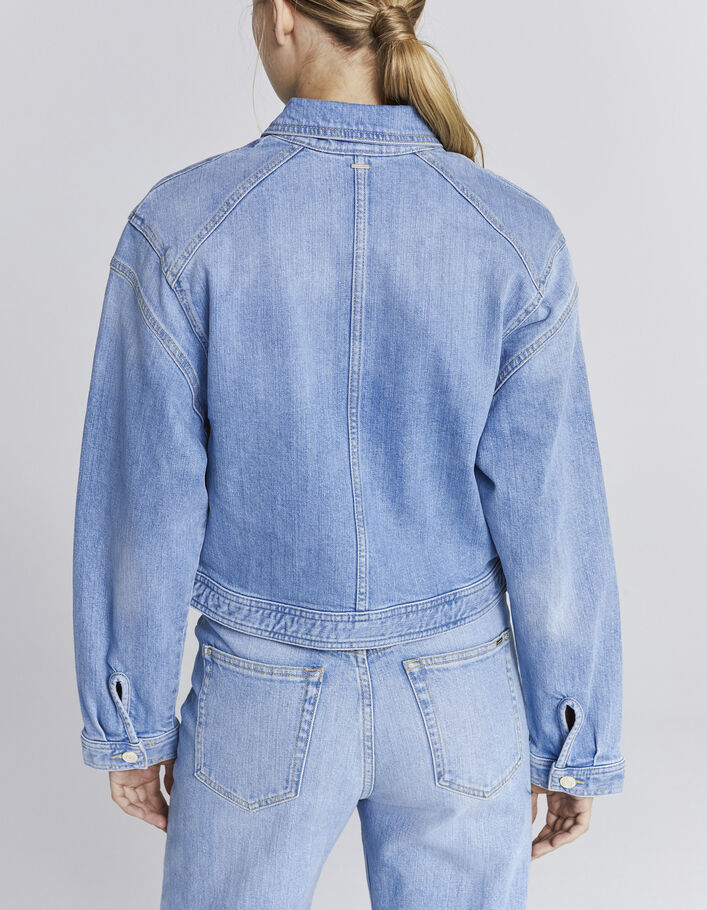 Women’s oversize denim jacket with epaulets and pockets-3