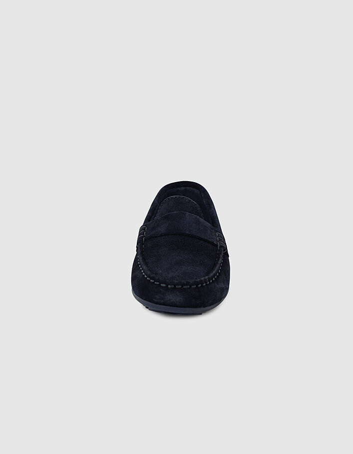 Mocassins navy en cuir velours garçon -3