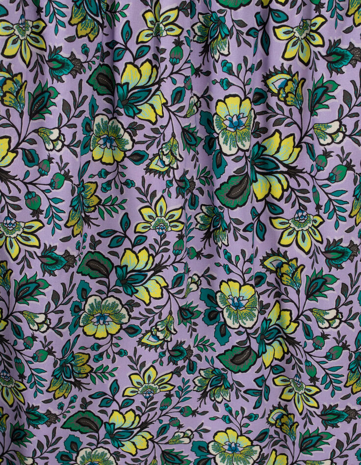 Lange lila rok print maxi-bloemen mini me meisjes-4